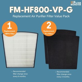 Filter Monster H-HF800-VP Replacement Filter Value Pack for Hunter HP800 Air Purifier Series, 3 Count (Pack of 1), White
