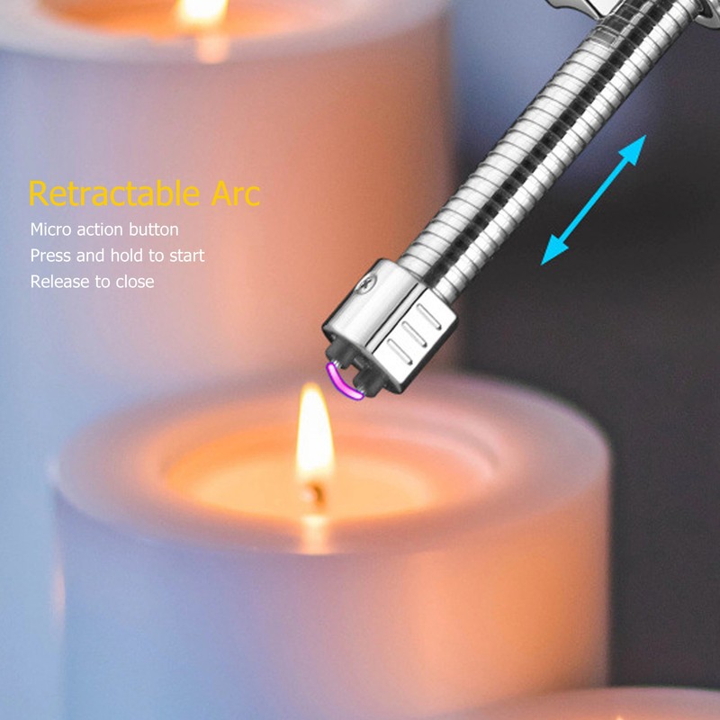 USB Rechargeable Lighter Windproof Dual Arc Lighter Waterproof Flameless Electric