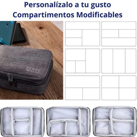 mitudei Travel Cable Organizer Waterproof Electronics Accessories Organizer Bag with 10 Reusable Cable Ties, Charger Case, Tablet or Photo Accessories, Grey, De Mano, gray
