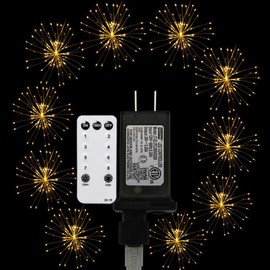 Dreamworth Remote Firework Lights Led Copper Wire Starburst Lights, 10 Connection Total 600 LED Fairy Twinkle Lights Plug in String Lights 8 Modes with Remote Control,Dimming,Timer(Warm White)