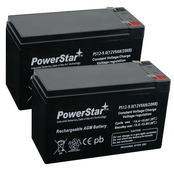 PowerStar®12V 9AH SLA Battery Replaces UB1280 NP8.5-12 PS-1280 GP1280 12V BP8-12 - 2PK