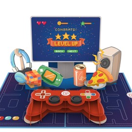 papercrush papercrush® Pop-Up Karte Gaming Controller „Level Up“ - Lustige 3D Geburtstagskarte, Geldgeschenk für Gamer (Jungs, Freund, Mann) - Gutschein für Spielekonsole & Gaming Zubehör und PC