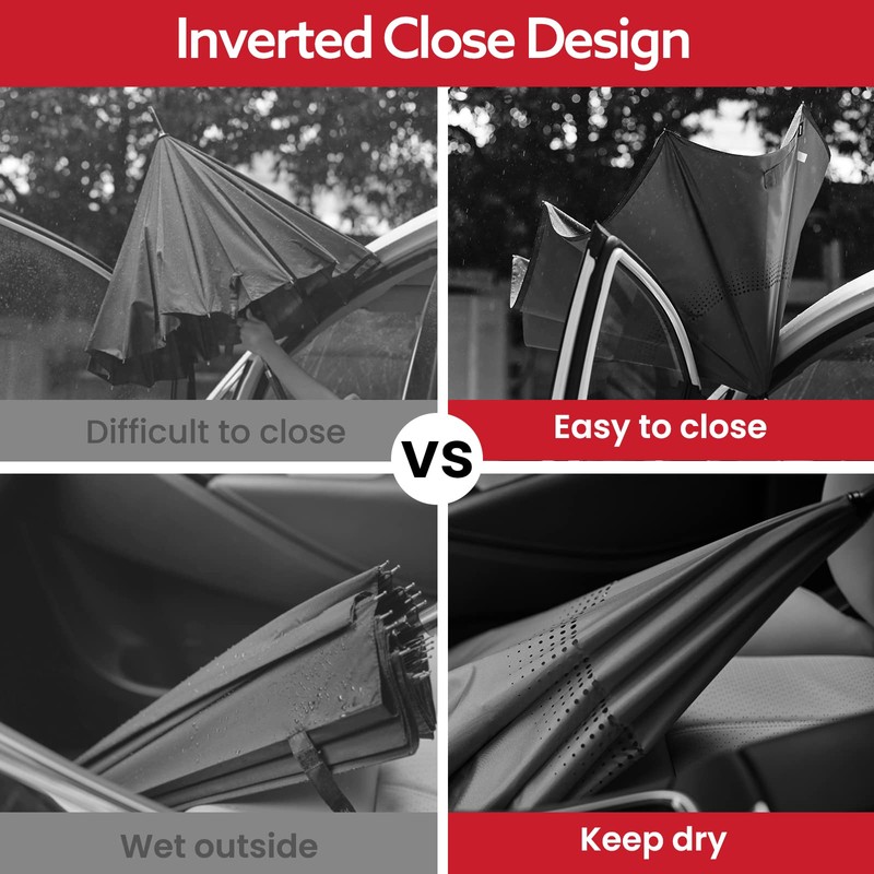 G4Free 62 Inch Large Reverse Umbrella with C-Shaped Handle, Windproof