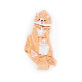 Nayothecorgi Super Soft Corgi Flannel Pajamas - One Piece Pajamas - Medium Dog Onesie - Unisex Adults - Comfortable & Stylish Corgi Gifts For Dog Lover Orange
