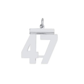 Saris and Things 925 Sterling Silver Medium Polished Number 47 Charm Pendant