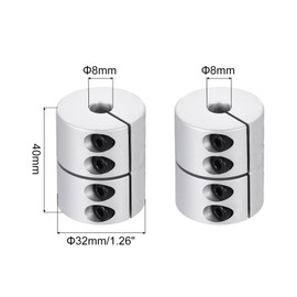 MECCANIXITY Shaft Coupling 8 to 8mm(ID) 40mm(L) Aluminum Alloy Shaft Coupler Connector Rigid Joint Motor Accessories for 3D Printer DIY Robots Model CN