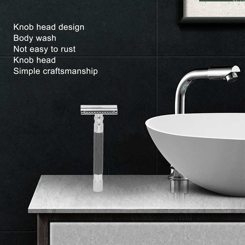 Double Edge Safety Razor Long Handle Manual Zinc Alloy Safety
