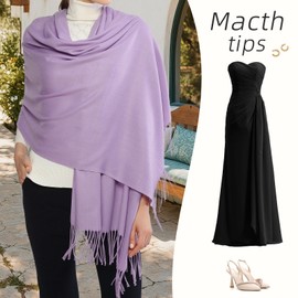 RIIQIICHY Ladies Scarf Lilac Pashmina Shawls and Wraps for Women Wedding Evening Dress Bridesmaid Gifts