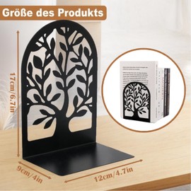 Wintfarm Metal Bookend (Pack of 6) 17 x 12 x 9 cm, Book Holder Reading Stand, Book Stand for Reading Stand, Music Stand, Bookends for Office, School, Home, Library (Tree)