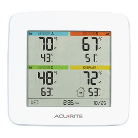 AcuRite 01095M Indoor Temperature & Humidity Station with 3 Sensors, White