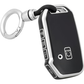 OFFCURVE Funda de Llave Compatible con Kia - Funda Protectora de TPU Suave con 5 Botones para Llave Inteligente sin Llave (Negro Plata)
