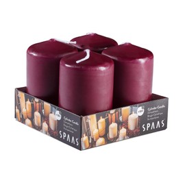 SPAAS Wine Red Pillar Candles - 4 Pack | 2x3” Small Pillar Candles for Lantern Home Décor, Kitchen Decoration, Fireplace, Wedding Aesthetic, Centerpiece | Non Scented Decorative Pillar Candles