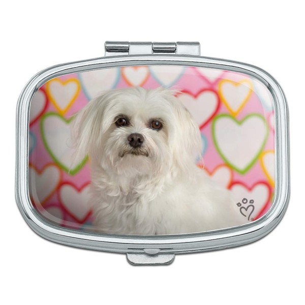 Maltese Puppy Dog Hearts Love Rectangle Pill Case Trinket Gift Box