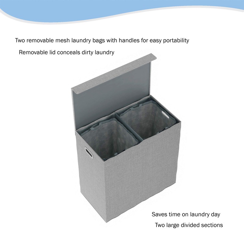 Double Laundry Basket with Lid – Two-Sided Clothes Hamper with