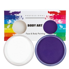 FLYISH DIRECT Face Paints for Children 2 x 30g, Large Professional Face and Body Paints Water Based Face Painting for Kid and Adults Carnival and Festival, White Purple