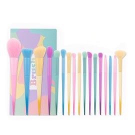 17Pcs Candy Colour Makeup Brush Set - Vegan Macaron Blush & Powder Brushes with Eco Birch Handles | Pro Contour, Eyeshadow, Blending Kit for Beauty Lovers