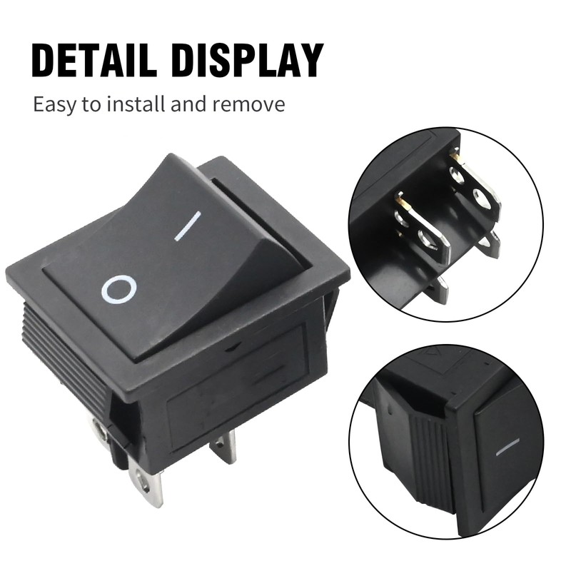 EATAKWARD 3Pcs Universal 120V T125 KCD2 KCD4 Rocker Switch, Black