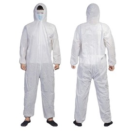 Bluelanss Disposable Isolation Gown Coverall, One-Piece Isolation Gowns for Splash Resistant, Protective Isolation Gowns, Elastic Cuffs, Men & Women White XL