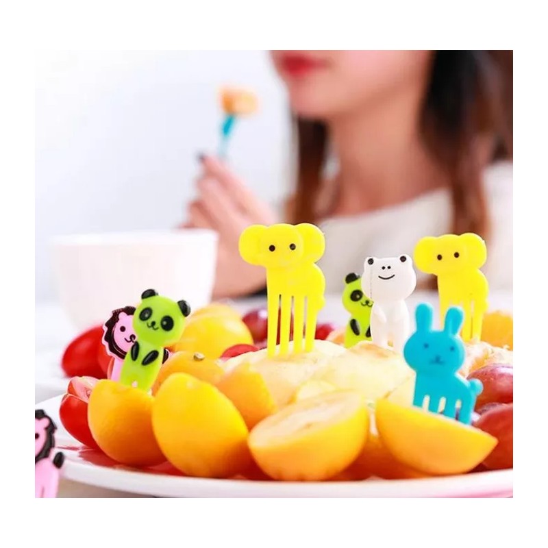 24x7 Palillos Tenedores Lonche Kawaii Pequeños Decoración Frutas
