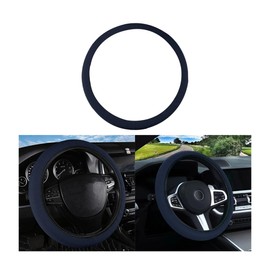 JNNJ Universal Car Steering Wheel Cover, Breathable Microfibre Ice Silk Steering Wheel Cover, Elastic Steering Wheel Cover Without Inner Ring for Women (Dark Blue)