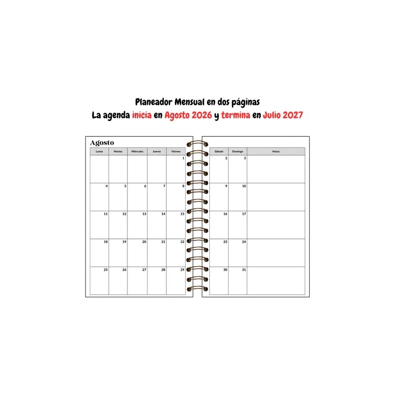 Agenda Escolar Diaria 2026 -2027 Personalizada Pasta Dura 39