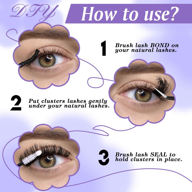 EYDEVRO Fluffy Cluster Lashes Kit D Curl Individual Lashes Thick