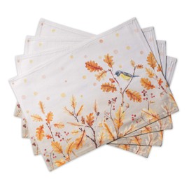Maison d' Hermine Placemats Set of 4 100% Cotton Washable Cloth Place Mats, Reusable Table Mats for Kitchen Dining Decoration, Party, Wedding, Restaurant (Oak Leaves, 13" x 19")