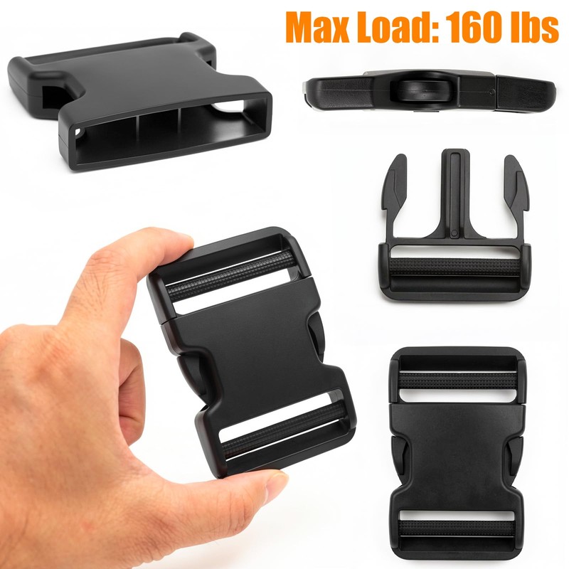 4 Pack 2 Inch Side Release Buckles with 8 Tri-Glide