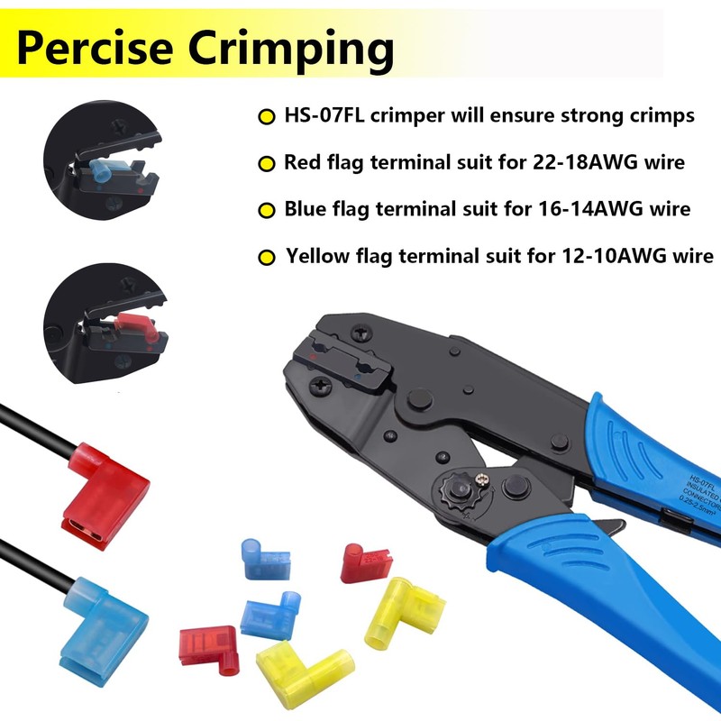 smseace 80Pcs Right Angle Spade Connector 22-18/16-14/12-10AWG Nylon Quick Disconnect