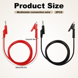 Gosknor 2pcs Small Multimeter Banana Plug to Crocodile Alligator Clip Test, 4mm Stackable Test Lead Cable 1m Long Wire for Electrical Testing 1000V 10A Multimeter