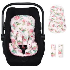 Man Fai Sky Infant Car Seat Insert, Car Seat Head Support Baby with 2 Strap Covers, Ultra-Soft Newborn carseat Insert, Perfect for Car Seat, Stroller, Swing, Flower