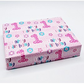 4 Sheets + 4 Gift Tags 1st Birthday Girl Pink Wrapping Paper Age 1 Cute Birthday Giftwrap Pink (PA)