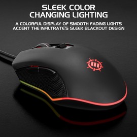 ENHANCE Infiltrate USB Gaming Mouse - LED Gaming Mouse with 6 Programmable Buttons, Multi-Color RGB Mouse Lighting, 4 DPI Levels & Braided Cable - Computer Light Up Mouse Ergonomic and Textured Grip
