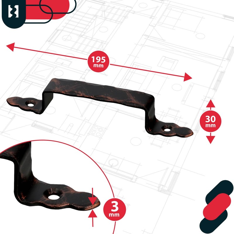 KOTARBAU® Set of 2 Forged Door Handles 200 mm Black