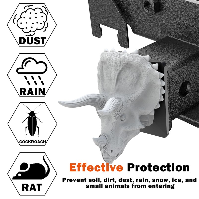 3D Triceratops Trailer Hitch Cover, 2 Inch Receiver Dinosaur Hitch