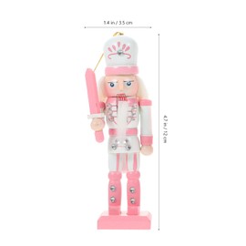 Happyyami 4pcs Pink Christmas Nutcracker Ornaments Candy Soldier Nutcracker Figurines 12CM Wooden Nutcracker Figure for Christmas Tree Hanging Decoration