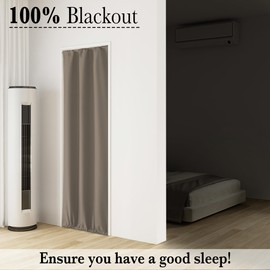 RYB HOME 100% Blackout Door Curtain Lightweight Portable Privacy Window Curtains for French Door Doorway Living Room Bedroom Shades Blocks Views, W 25 x L 80, Mocha, 1 Panel