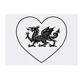 'Welsh Dragon Love Heart' Temporary Tattoo - Water Resistant, Skin-Safe, Non-Toxic Transfer (TO00058425)