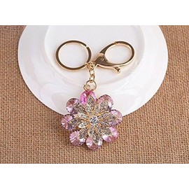 Gifts UK® Large Daisy Flower Crystal Diamante Rhinestone Bag Charms Handbag Keyrings Pendant Key Chain *UK Stock* (Pink)