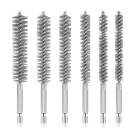 6 PCS Stainless Steel Bore Brush Set, Wire Brush for Drill, Cleaning Steel Brush with 1/4 inch Hex Shank Handlefor Power Drill Washing Polishing Tools