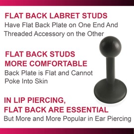 bodyjewellery 16g 16 gauge 1.2mm 1/4 Inch 6mm Black Flexible Acrylic Lip Bar Labret Ball Ring Monroe Ear Tragus Stud AFYY 8Pcs