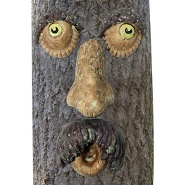Tree Faces Funny Old Man Resin Tree Art Luminous Weather-Proof Decor Decorations Outdoor for Yard Garden 1 Set.-