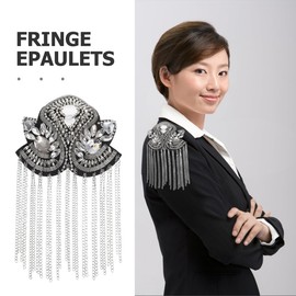 DIYEAH 1 Par de Charreteras - Hombreras Plateadas con Flecos, Accesorios para Smoking y Traje Elegante, Aleación de Zinc (7,86x4,72in) - Estilo Vintage y Punk