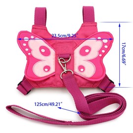 Cisixin Baby Toddler Kids Walking Safety Mini Backpack Harness Reins For 1-3 Year Old, Adjustable Strap and Buckle, Pink Butterfly