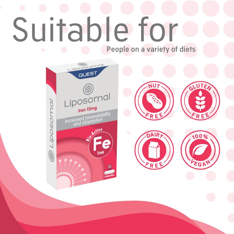 Quest - Liposomal Iron 30x 15mg Vegan Capsules. High Strength
