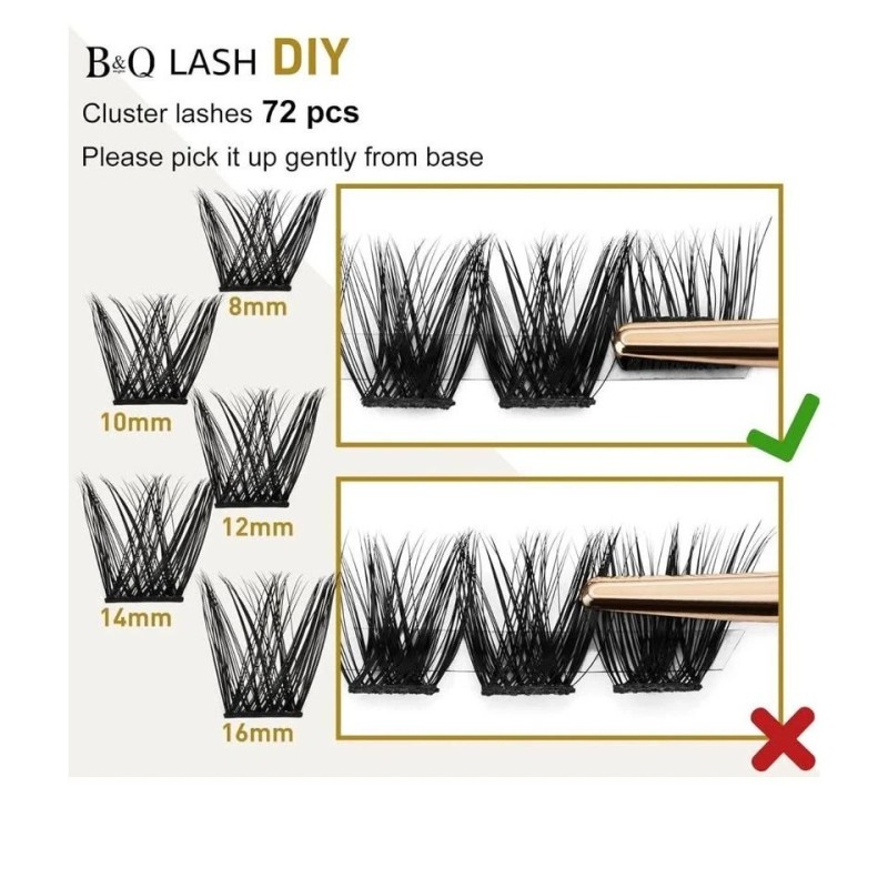 B&QLASH Lash Clusters B05 D Curl 18mm 72 PCS Cluster