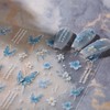 5D Embossed Blue Butterfly Nail Stickers Flowers Nail Art Stickers