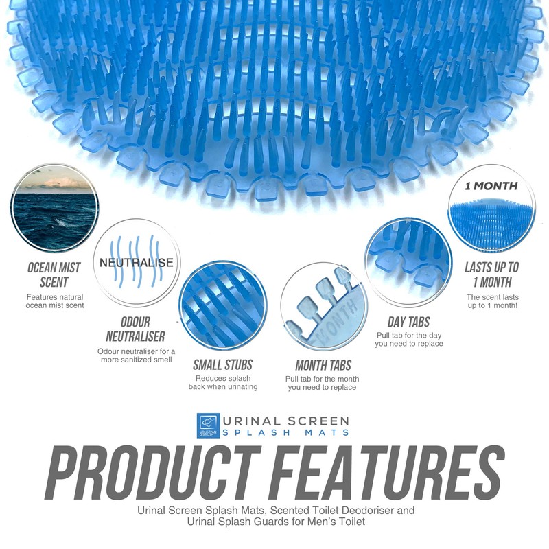 Urinal Screen Splash Mats, Scented Toilet Deodorizer and Urinal Splash