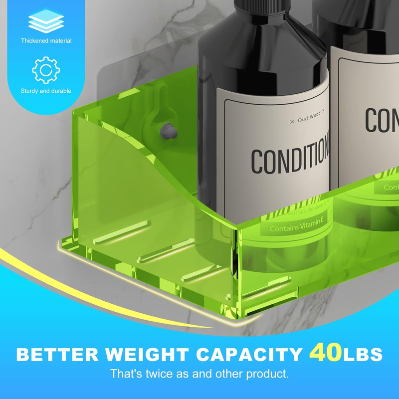 YAWSOUP Acrylic Bathroom Organizer Shelves Wall Mounted Shower Caddy Adhesive