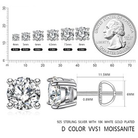 Ctarlitu Moissanite Stud Earrings, Brilliant Lab Created Earrings Women 925 Sterling Silver Screw Back Earrings For Men (2.0 carat/pairs, Silver)